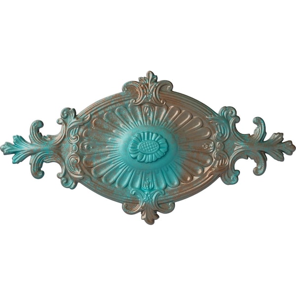 Ekena Millwork Quentin Ceiling Medallion, Hand-Painted Copper Green Patina, 23 1/2"W x 12 1/4"H x 1 1/2"P CM23RO1CGS - main
